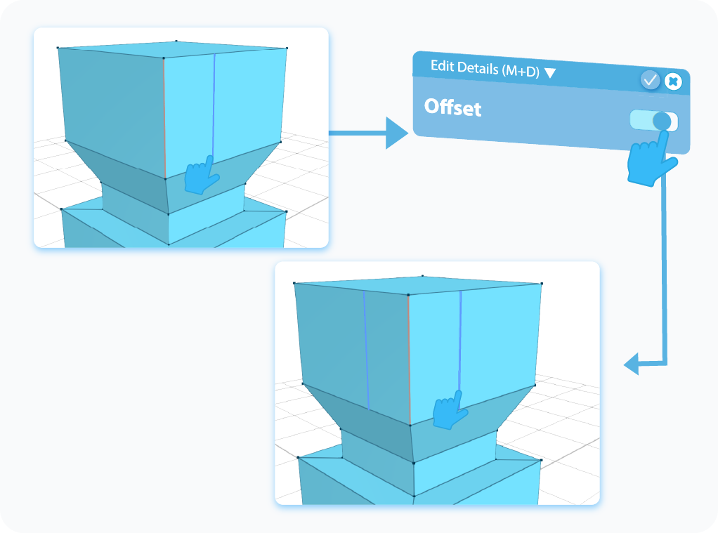 Toggle to enable the Offset feature in the Edit Details tool